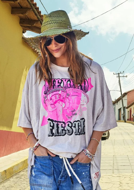 Hammill & Co - Mexican Fiesta Oversized Tee - Natural Marle Youthful Women's Anime - inspired Youthful Women's Anime - inspired