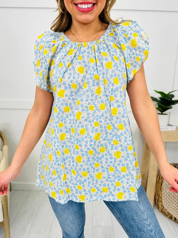 Off The Bloom Top In Blue performance performance