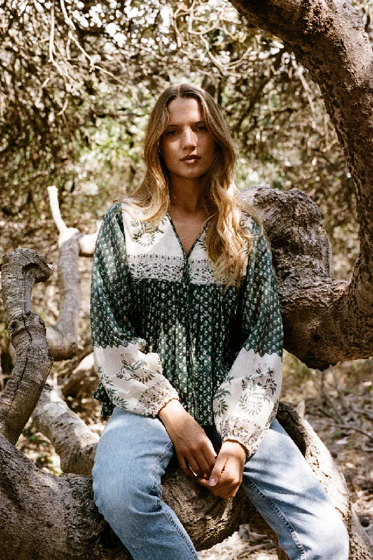 Rooh Blouse ~ Pine Unique Women's Upcycled