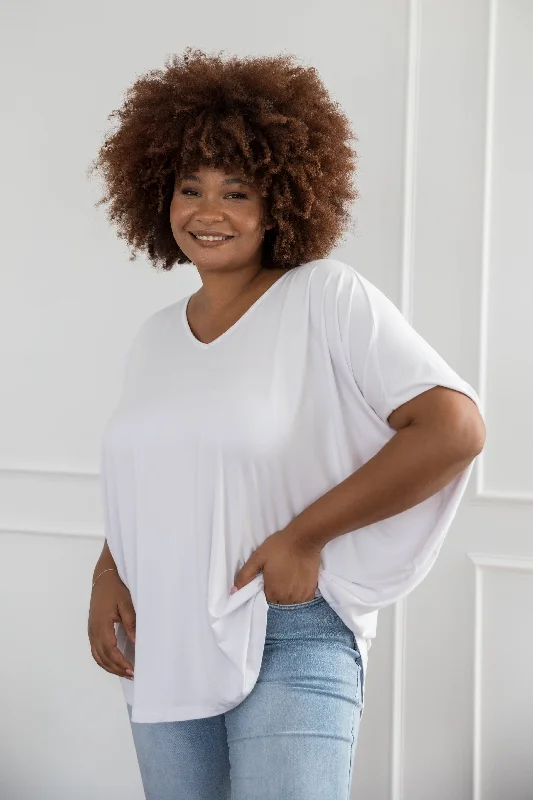 Hi Low Miracle Top | White Trendy Women's Oversized Trendy Women's Oversized