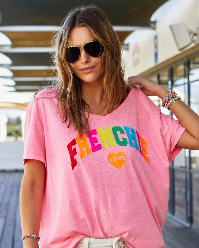 Hammill & Co - V-Neck Frenchie Tee - Pink Sleek Women's Metallic