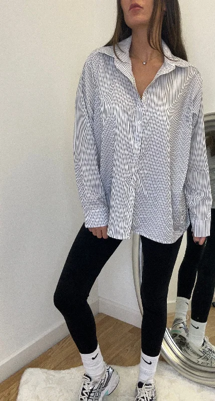 Black/White Stripe Shirt Athletic Women's High - 