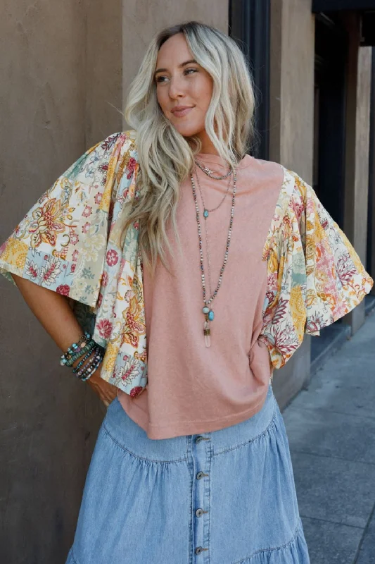 The Nest Floral Flair Top - Mauve Polished Women's Silk Polished Women's Silk