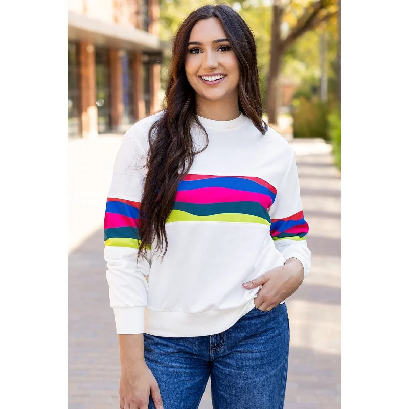 Alora Striped Accent Long Sleeve Top British Gentlewoman Style British Gentlewoman Style
