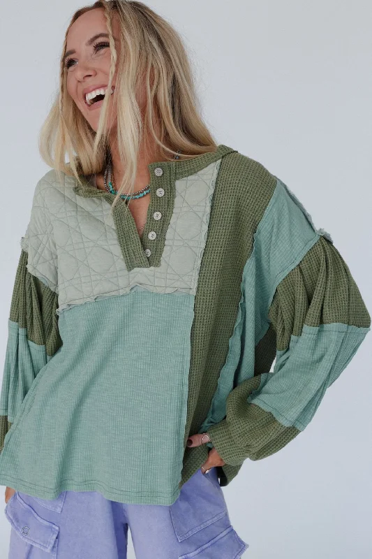 Cozy Oasis Multi Color Top - Green Practical Women's Multi -  Practical Women's Multi - 