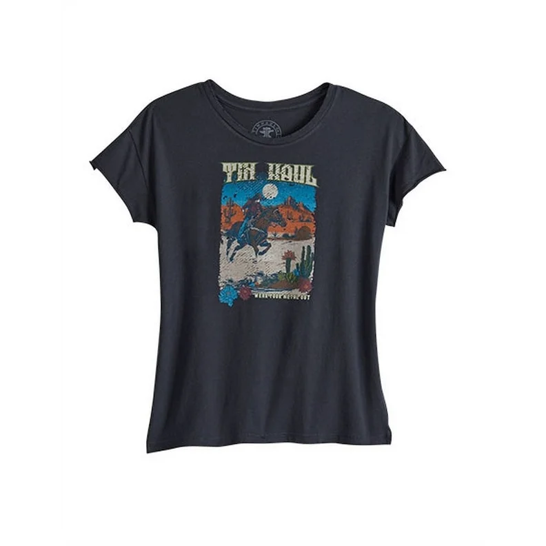Tin Haul Western Shirt Womens S/S Raw Hem Black 10-039-0501-0951 BL Hip Women's Retro Tin Haul Western Shirt Womens S/S Raw Hem Black 10-039-0501-0951 BL Hip Women's Retro
