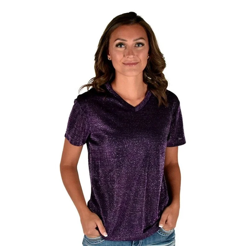 Cowgirl Tuff Western Shirt Womens S/S Tee V Neck Purple 100649 Confident Women's High - fashion Cowgirl Tuff Western Shirt Womens S/S Tee V Neck Purple 100649 Confident Women's High - fashion