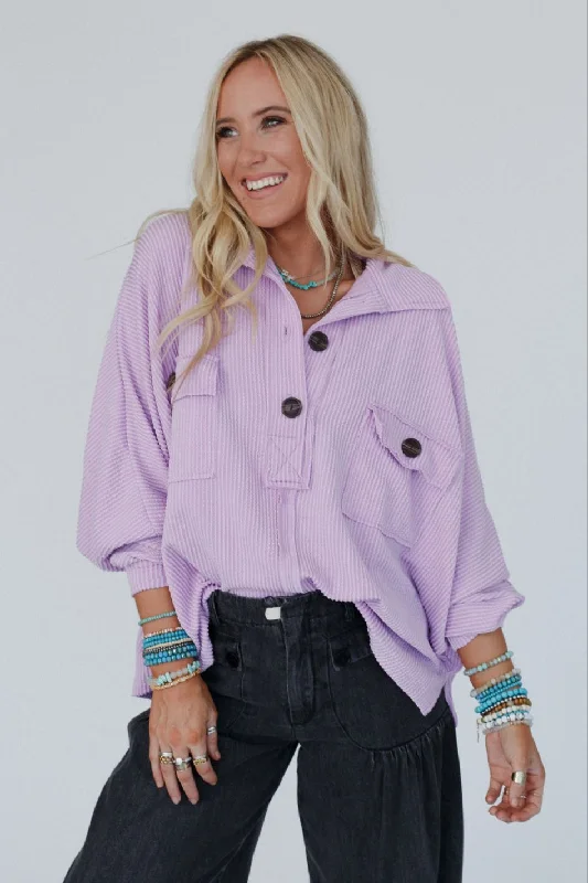 Color My World Oversized Top - Lilac Trendy Women's 