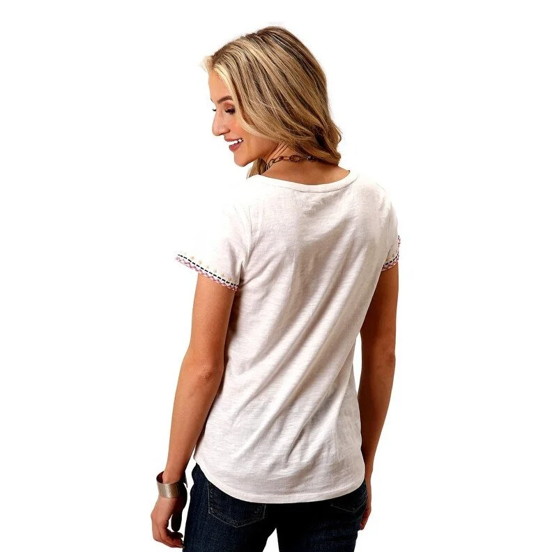 Roper Western Shirt Womens Short Sleeve Jersey 03-039-0513-3025 WH Earthy Women's 