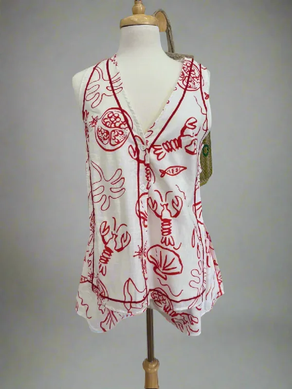 By Frankie Red and White Lobster two piece set Sporty Women's Athleisure  Sporty Women's Athleisure 