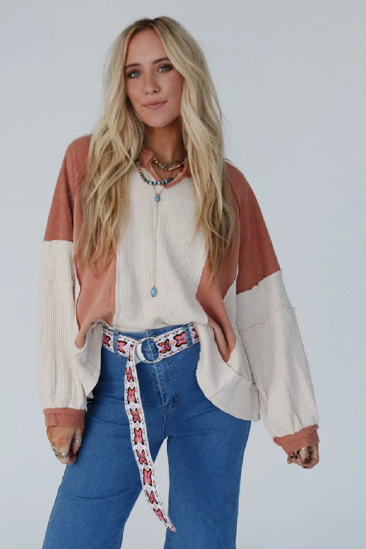 Ashley Color Block Top - Orange Cashmere Cashmere
