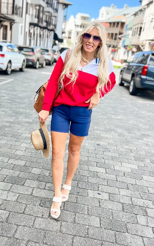 Red Colorblock Zip Sweatshirt by Salty Wave **DEAL garde garde