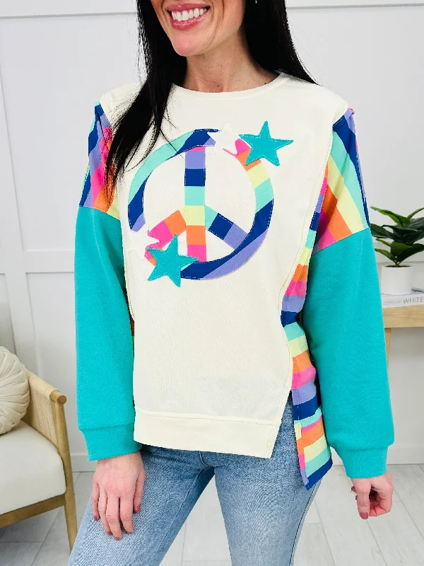 Rainbow Peace Sweatshirt Earthy Women's  Earthy Women's 