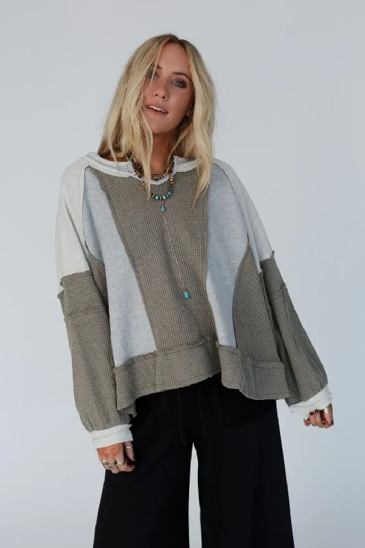 Ashley Color Block Top - Gray Dapper Women's 1920S Dapper Women's 1920S