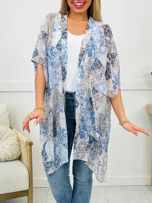 True Wishes Kimono In Blue Combo Vacation