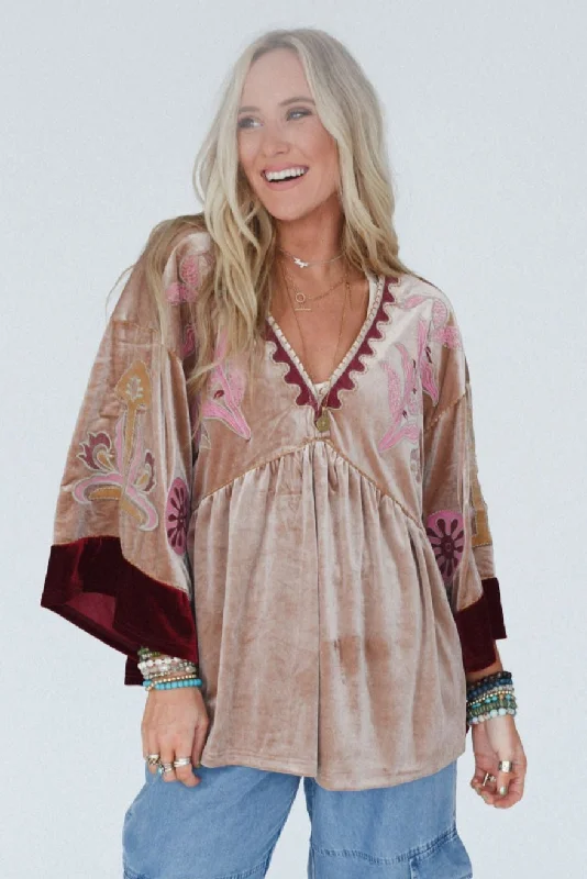 Velvet Charm Tunic - Khaki Sustainable Organic