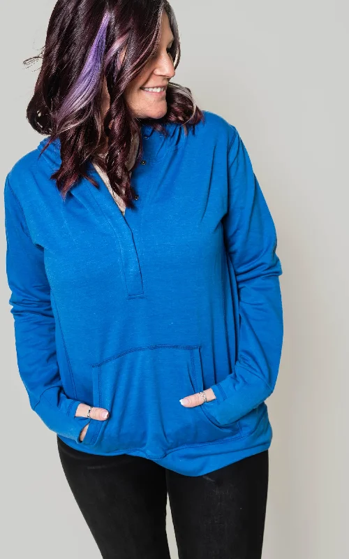 Stretch Snap-Placket Hooded Pullover** RESTOCKED Monochromatic All - in - one